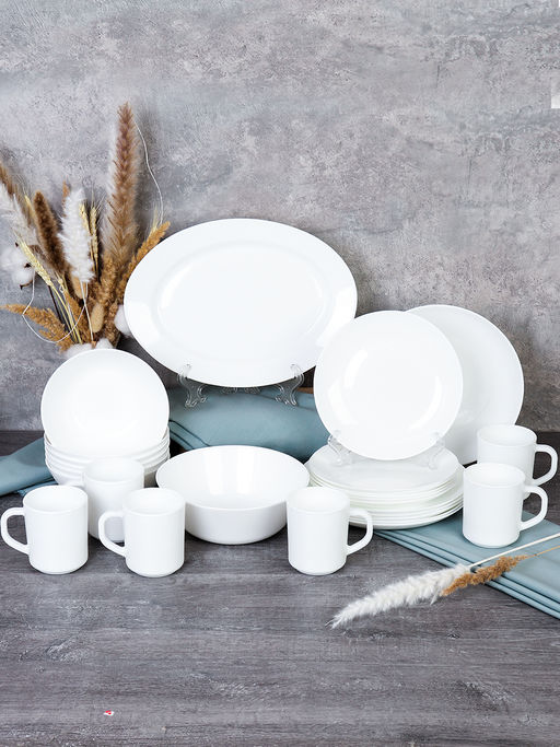 Столовый набор 26 предметов Евро белый с блюдом и кружками 270 мл / FLYGP26/8575675120+WUT270 (WHITE) /уп 2/ - Галеонтрейд фото 2