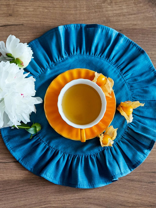 Набор салфеток «Этель», 36×36 см - 2 шт., тёмно-бирюзовый, лён 48%, хлопок 52%, 206 г/м²