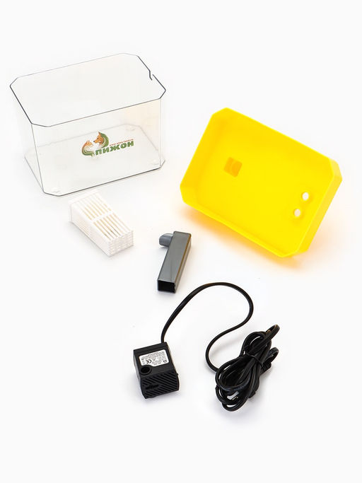 Фонтан для кошек и собак «Пижон», 1.5 л, 16.5×11.5×12 см, евророзетка, жёлтый