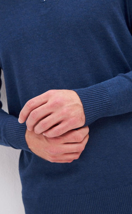 Джемпер мужской с отложным воротником на молнии F121-1581 синий - Fine joyce фото 7