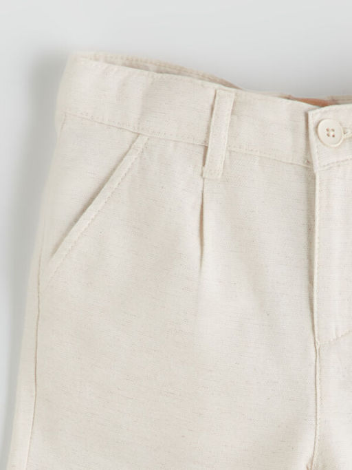 Standart Kal?p Keten Kar???ml? Erkek ?ocuk Pantolon