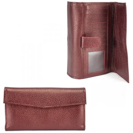 Портмоне женское Croco-ПР-954 натуральная кожа 3 отд, 17 карм, бордо металлик (232) 227360