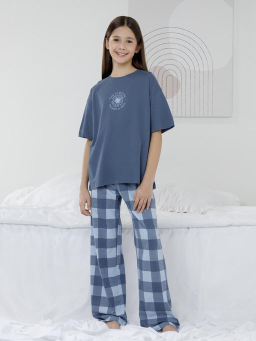 МП 1657-1/синий 4027 Н026.2 пижама для дев