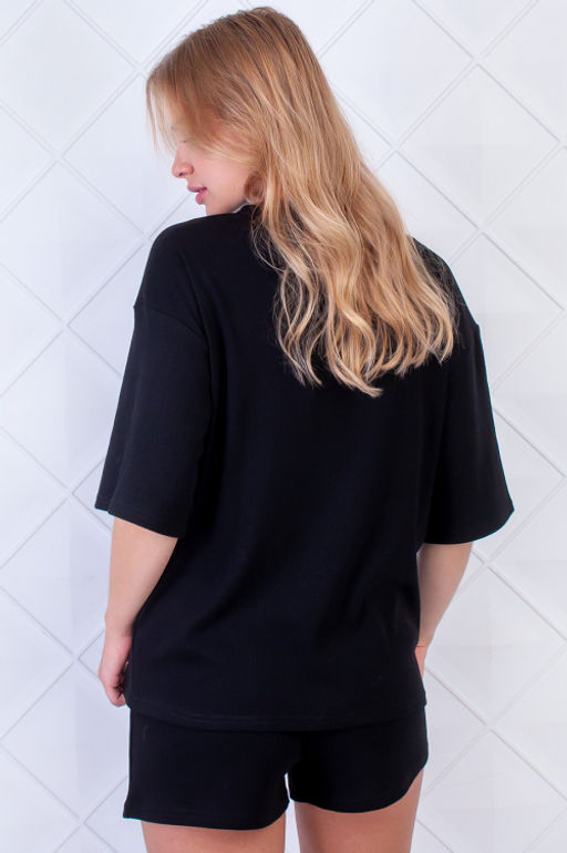 Арт. 9134 Пижама с шортами 42-50 (5 шт) Цвет:верх-черный,низ-черный