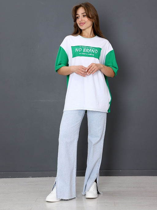 Футболка Женская Оверсайз No Brand цвет Зеленый - Амавес-текстиль фото 5