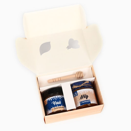 Подарочный набор С новым годом, мёд с пыльцой 250 г, чай 50 г, ложка - Доброе здоровье фото 5