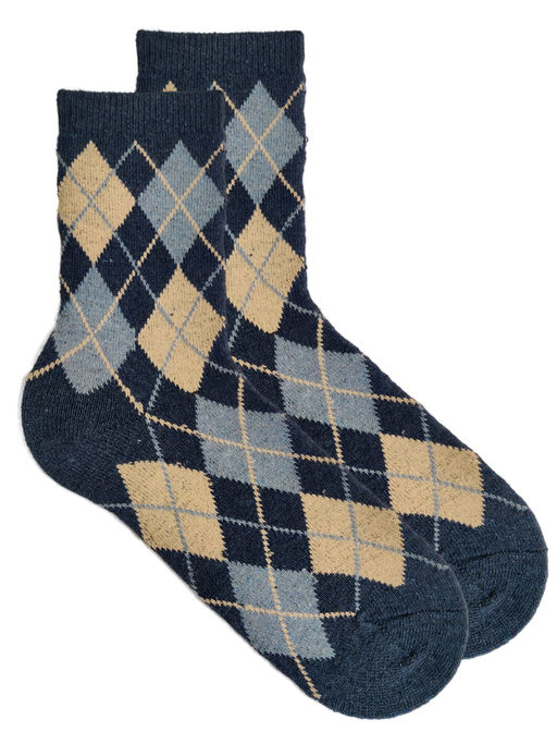 Носки р.37-44 Ромбики с Ворсом Синие - Krumpy фото 3