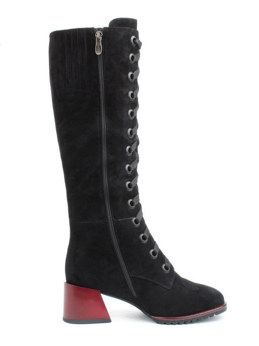 02-KF20025 BLACK Сапоги зимние женские (натуральная замша, байка и натуральный мех)