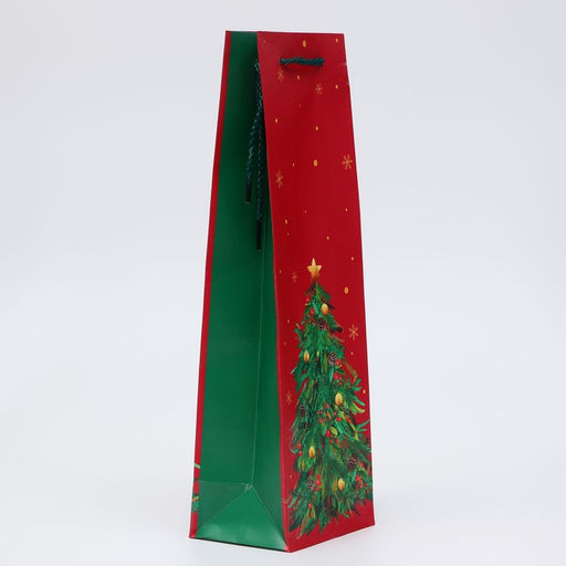Пакет подарочный новогодний под бутылку, упаковка «Ёлка», 12×36×8.5 см