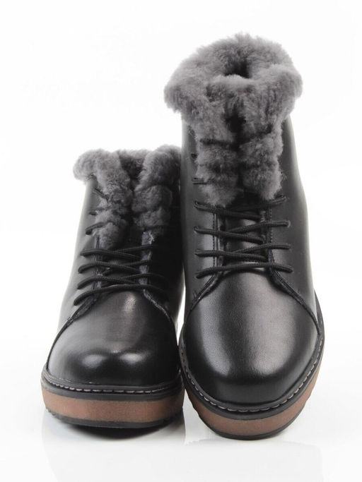 04-5606-2 BLACK Ботинки зимние женские (натуральная кожа, 100% шерсть)