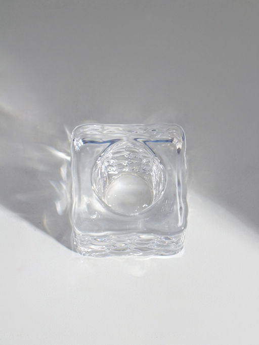 Цена за 2 шт. Подсвечник стекло на 1 свечу "Куб. Лёд" прозрачный d=2 см 4х4х4 см