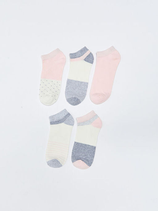 Renk Bloklu Kad?n Patik ?orap 5li