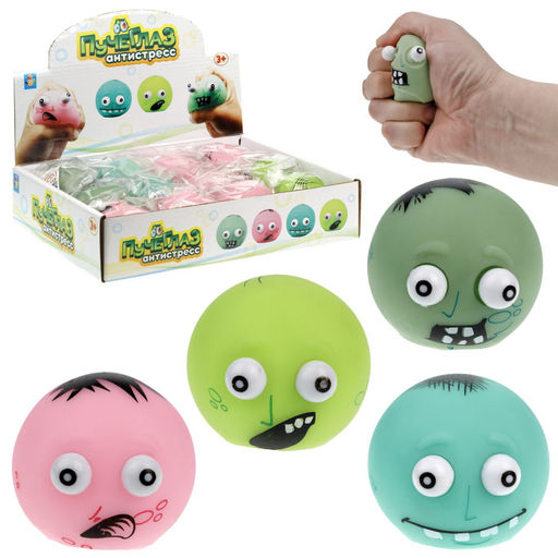 Пучеглаз-антистресс. "Зомби" 5,5х5x4,7 см, 4 вида в асс. арт.Т23222 /12