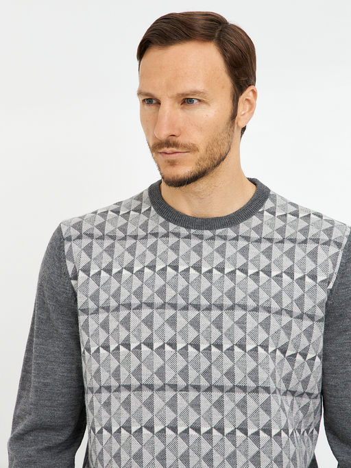 джемпер мужской с ромбами с добавлением шерсти - Glenfield фото 4
