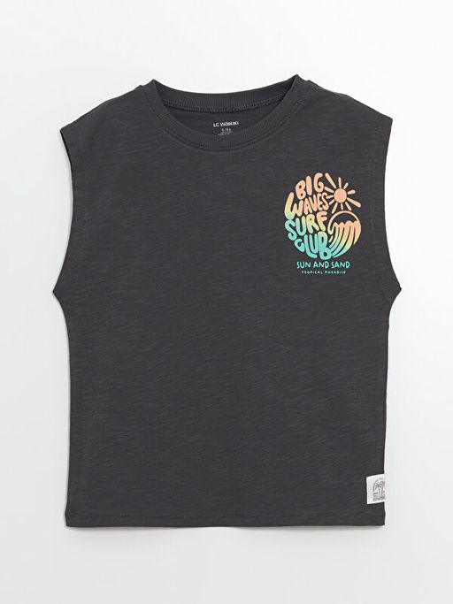 Bisiklet Yaka Bask?l? Erkek ?ocuk Atlet