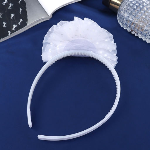 Цена за 6 шт. Ободок для волос «Школьница», облачко горох, d=10 см, белый