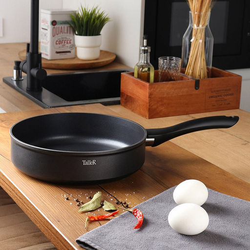 Сковорода с антипригарным покрытием д26см Flavour h7см, дно s4,5мм, глубокая, кованный алюминий, бакелитовая ручка, TalleR (Китай) Подходит для всех видов плит, включая индукционную. - Домашняя мода фото 3