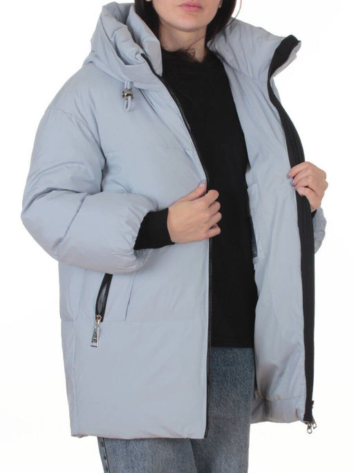 8362 GRAY/LT. BLUE Куртка зимняя женская оверсайз (200 гр. холлофайбер)