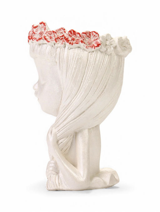 Декоративное кашпо для цветов Девушка с косой, 80 мл, 11?8?8 см, гипс, белое - Хорошие сувениры фото 5