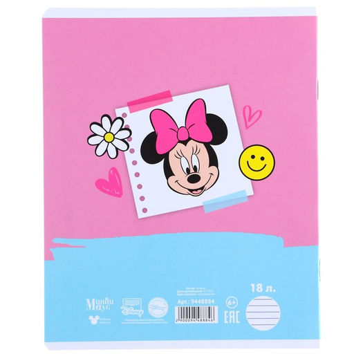 Цена за 10 шт. Тетрадь 12 листов, 5 видов МИКС, линейка, мелованная бумага, Минни Маус - Disney фото 7