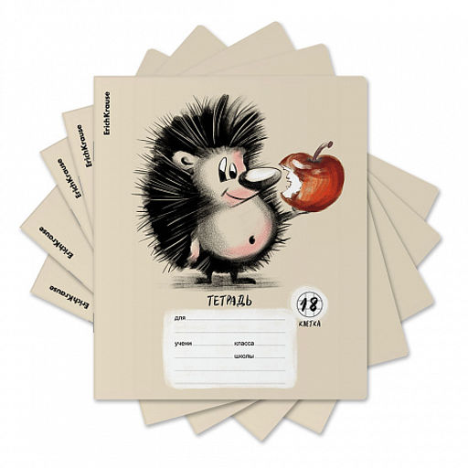 Цена за 10 шт. Тетрадь школьная ученическая ErichKrause Очаровашки, 18 листов, клетка (в плёнке по 10 шт.)_MIX-PACK
