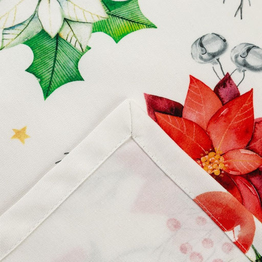Скатерть новогодняя «Этель» Christmas red flowers 149×220 см с ГМВО, 100% хлопок, саржа 190 г/м²