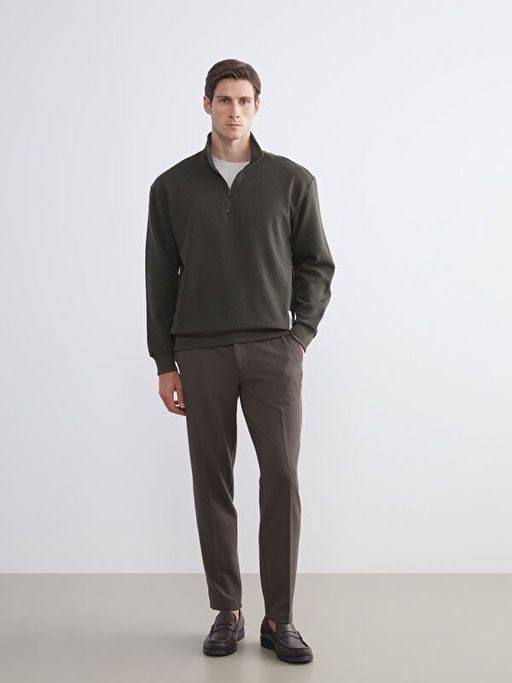 Fermuarl? Dik Yaka Erkek Sweatshirt