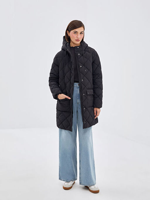 Kap??onlu Kapitone Oversize Kad?n ?i?me Mont - Waikiki фото 2