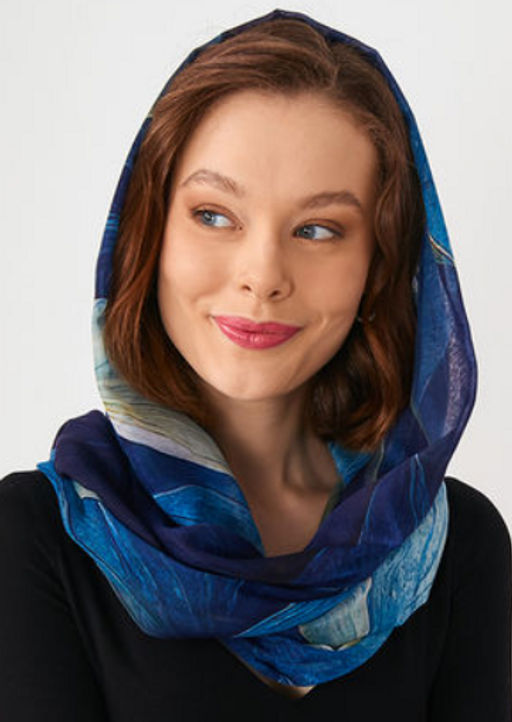 Большой, мягкий, тонкий и очень нежный двусторонний палантин с рисунком в стиле арт-дек - Tantino фото 15