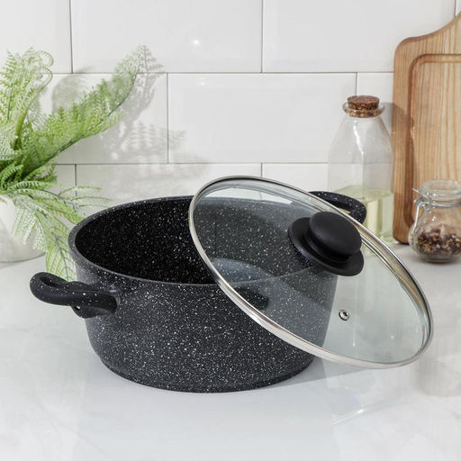 Кастрюля Доляна «Элит», 4 л, d=26 см, h=11 см, антипригарное покрытие, литой алюминий, чёрная