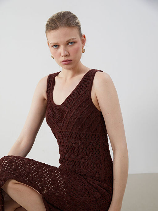 V Yaka Dantelli Kro?e Elbise