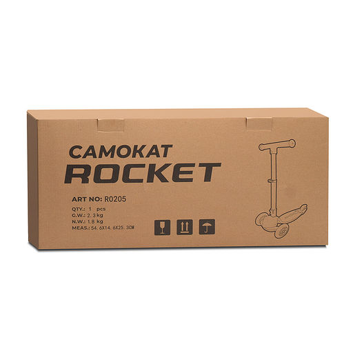 Самокат трёхколёсный ROCKET колёса PU, цвет красный