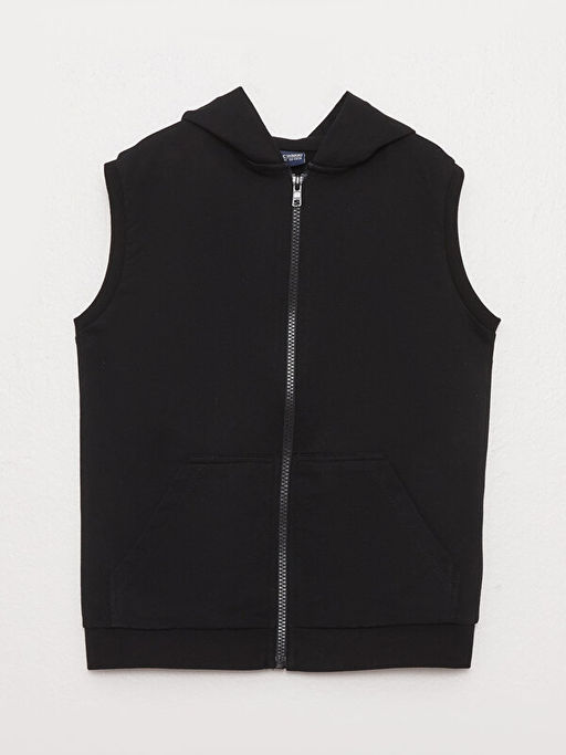 Kap??onlu Basic Erkek ?ocuk Fermuarl? Yelek
