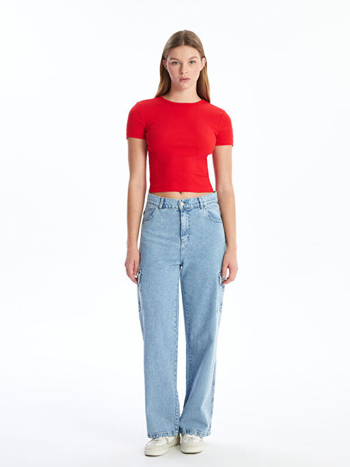 Bisiklet Yaka Dokulu Kad?n Ti??rt