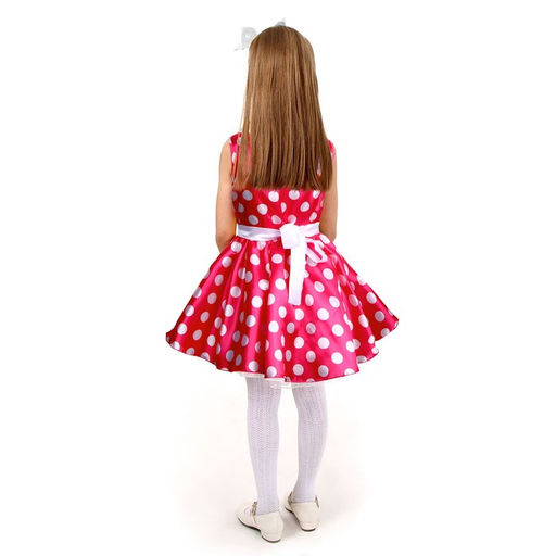 Карнавальный костюм Стиляги 6, платье фуксия в белый горох, повязка, р. 30, рост 110-116 см - Страна карнавалия фото 2