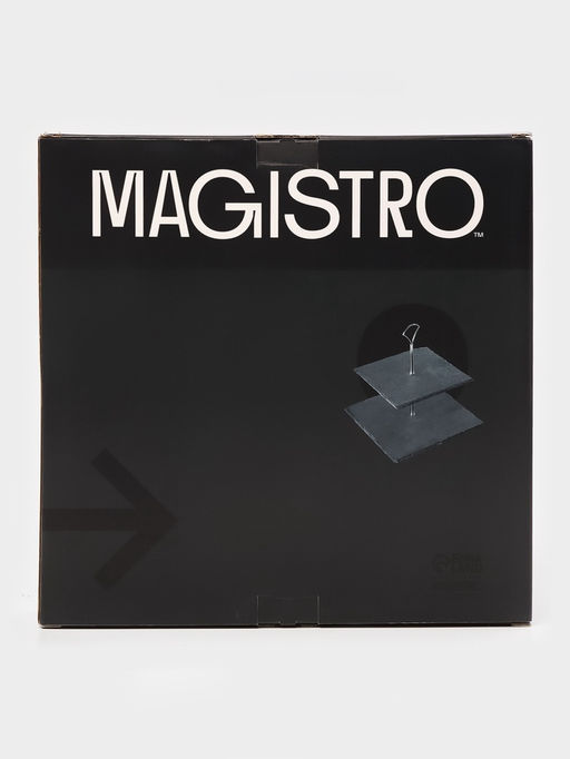Этажёрка для фруктов и десертов Magistro Valley, 2 яруса, d=25/20, h=25 см, сланец, чёрная