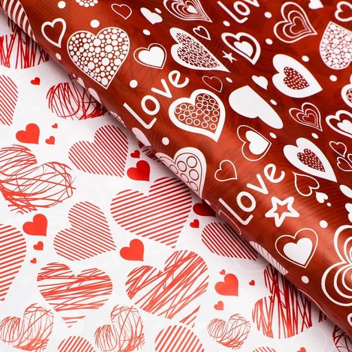 Цена за 10 шт. Бумага упаковочная глянцевая LOVE,двусторонняя, 70 х 100 см - UPAK LAND фото 3