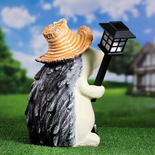 Садовая фигура - фонарь из полистоуна Ёжик с лопатой, 43 см - Хорошие сувениры фото 7