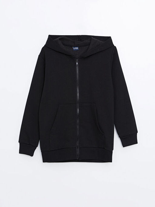 Kap??onlu Erkek ?ocuk Kal?n Fermuarl? Sweatshirt