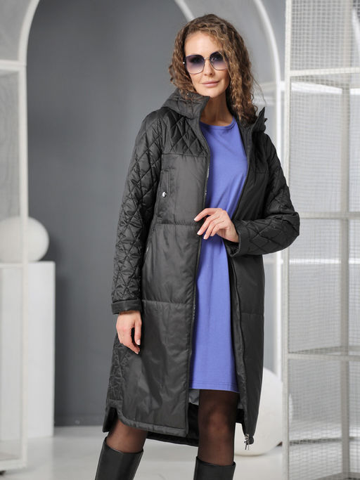 25103 Плащ утепл. черный - Dizzyway фото 3