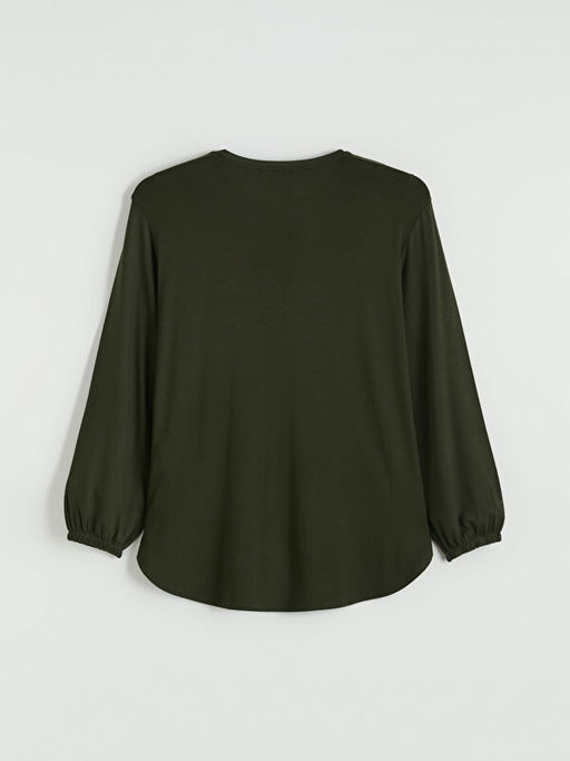 Bisiklet Yaka Balon Kollu Oversize Bluz