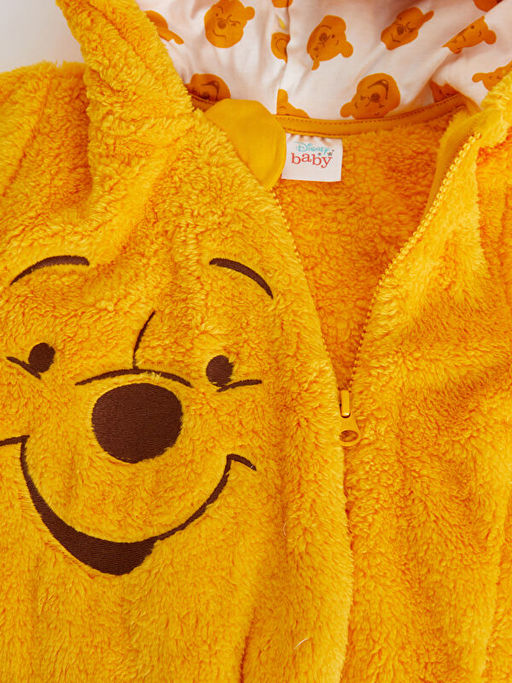 Kap??onlu Uzun Kollu Winnie the Pooh Pel?? Erkek Bebek Fermuarl? Tulum - Waikiki фото 3