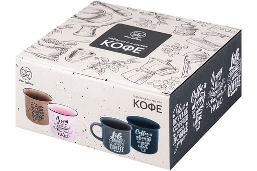 Набор 4 кружек 400 мл 13*9,5*8,8 см Кофе NEW BONE CHINA - Elan gallery фото 15