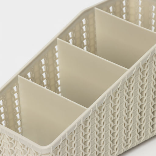 Подставка - органайзер для канцелярии «Вязание», 4 секции, белый ротанг