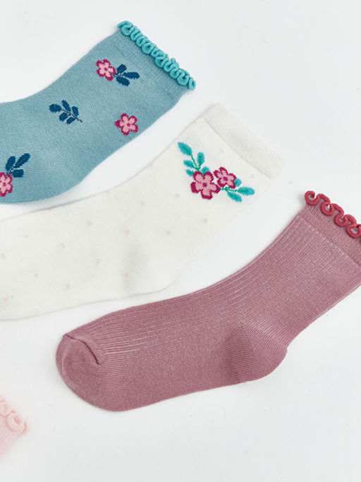 ?i?ekli K?z ?ocuk Soket ?orap 5li