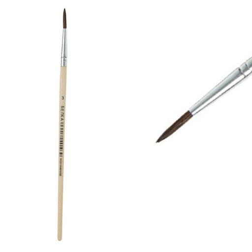 Цена за 10 шт. Кисть для рисования, белка, № 3, круглая, деревянная ручка, международный размер