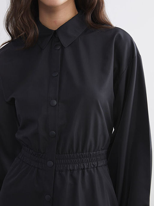 Balon Kollu Belden Oturtmal? G?mlek Elbise