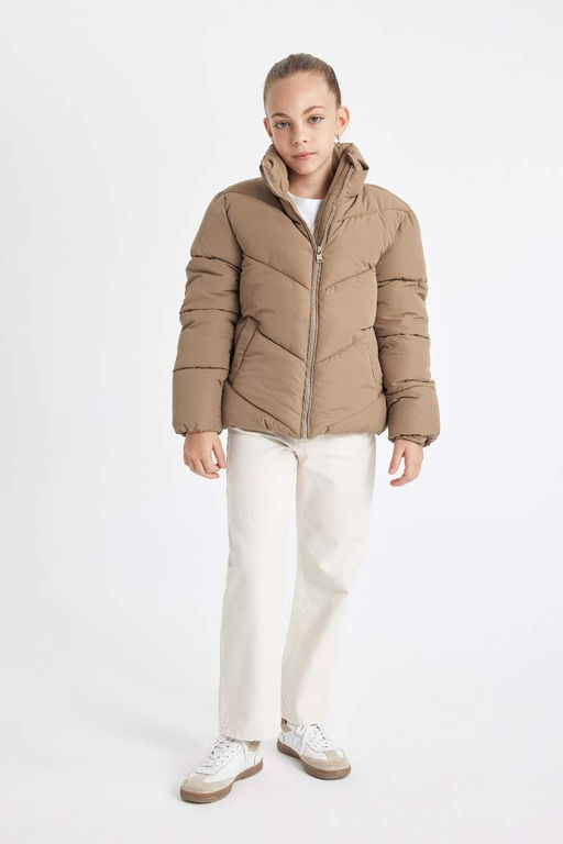 Пуховик на флисовой подкладке с водоотталкивающей пропиткой для девочек - Defacto фото 2