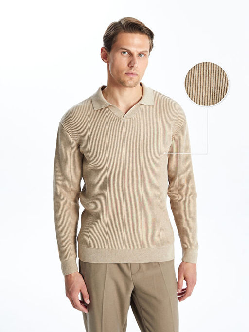 Polo Yaka Uzun Kollu Erkek Triko Kazak