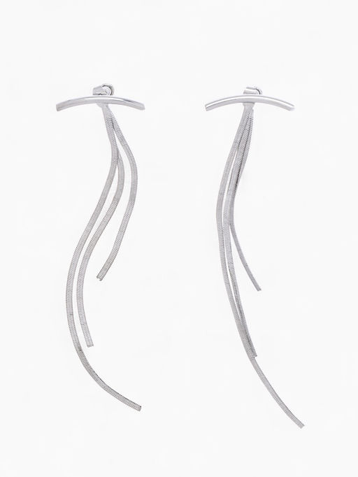 Серьги висячие Дуга водопад, цвет серебро, 11 см